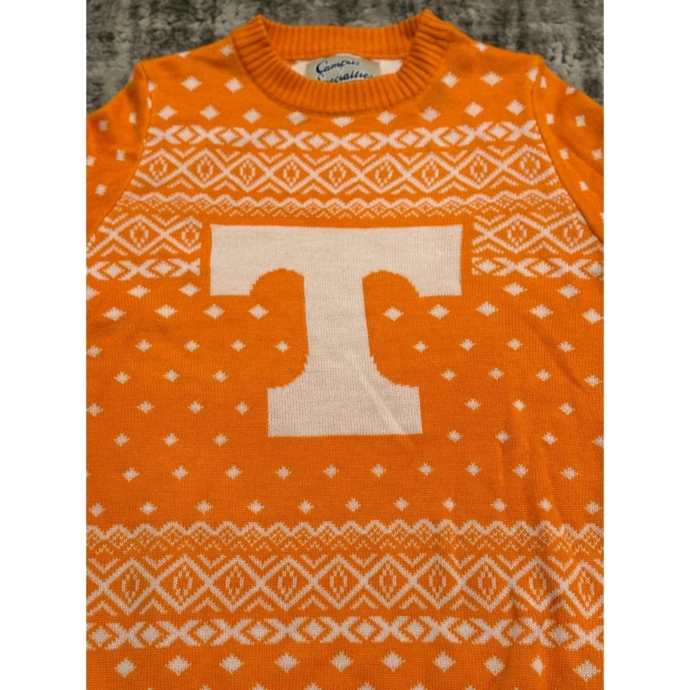Campus Specialties Tennessee Volunteers NCAA Orange Fair Isle Sweater Mens Small